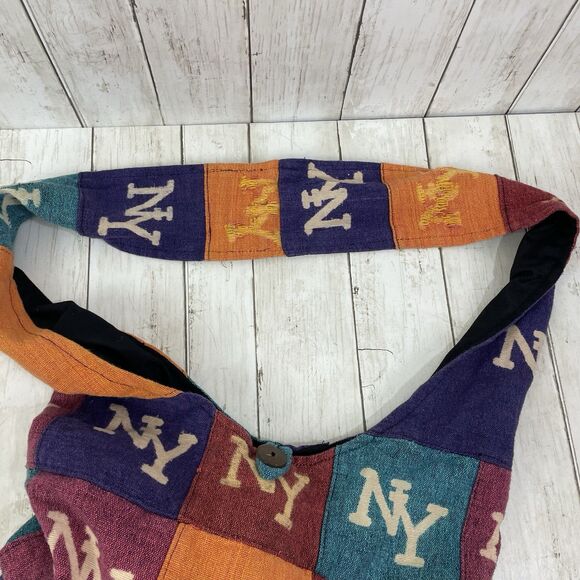 NY Crossbody Sling Slouchy HOBO Bag NEW YORK BLOCK PATCHWORK - Nepal - Picture 5 of 13